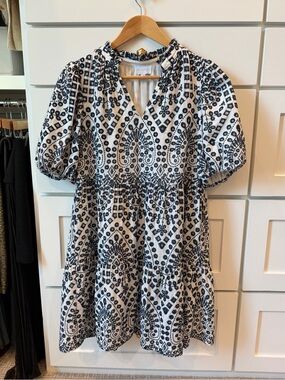 Sugarlips Navy and White Printed Mini Dress